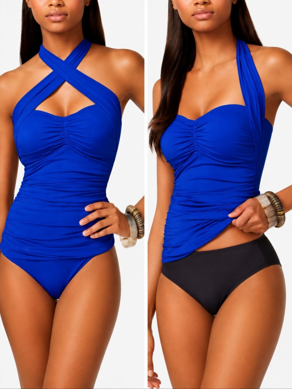 La Blanca Royal blue Island Goddess Convertible Bandini Long Swim Top NWT Sz 4